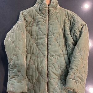 Johnny Was Sage Embroidered Puffer Jacket